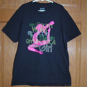 Port & Company Girls Size L 14/16  Black Gymnastics Short Sleeve T-Shirt EUC